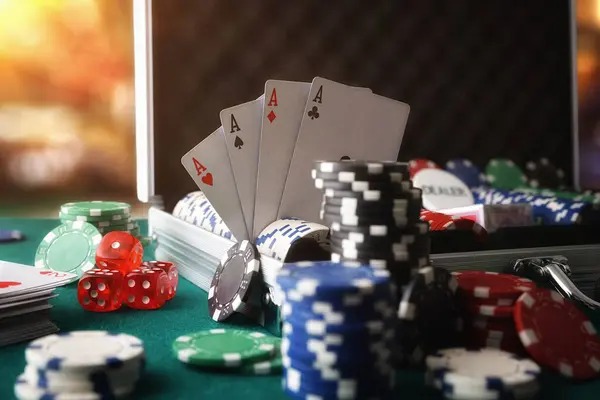 Live dealer studio with blackjack table setup at 1win app